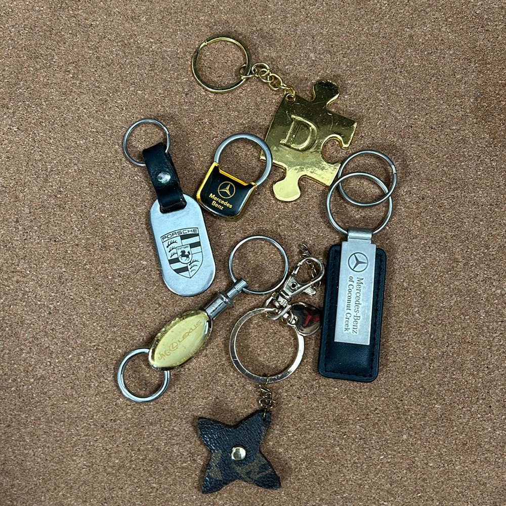 Various car key chains Mercedes Porsche Lexus, LV print